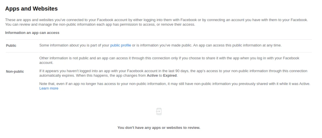 facebook app settings