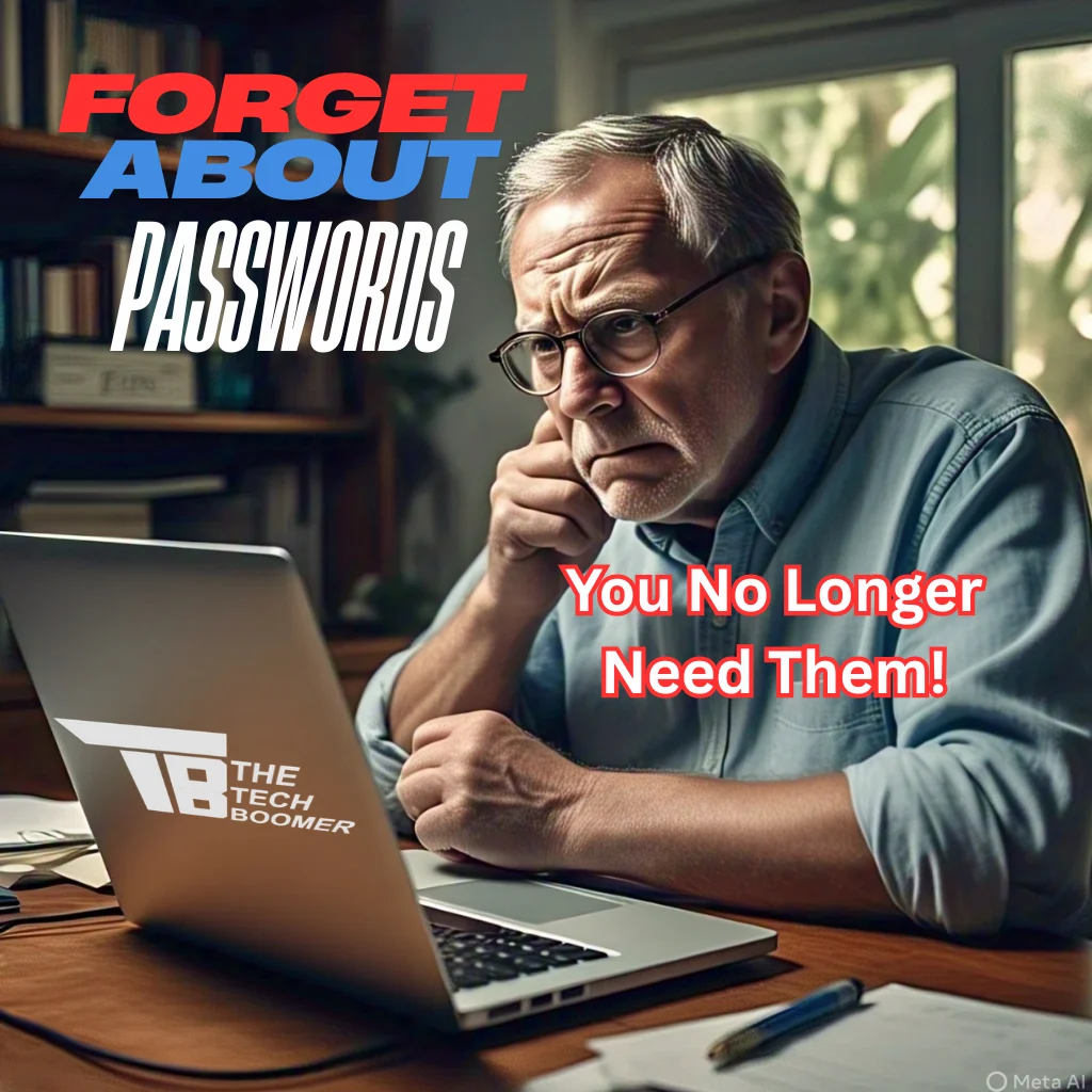 a senior man trying to sign into a website on his laptop, but he can't remember his password and he doesn't have a passkey