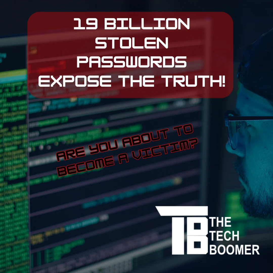 Photo of hacker looking at screen of stolen passwords